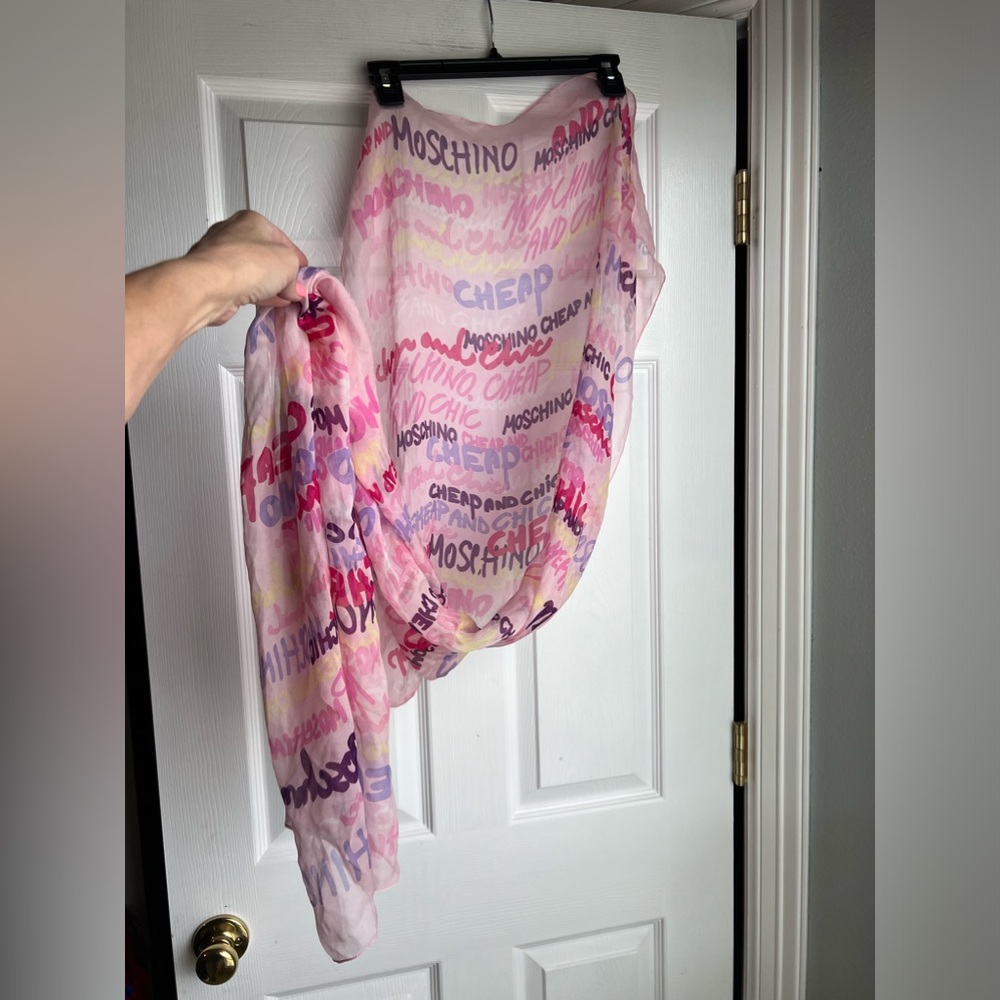 Moschino Cheap and Chic Pink Long Silk Scarf